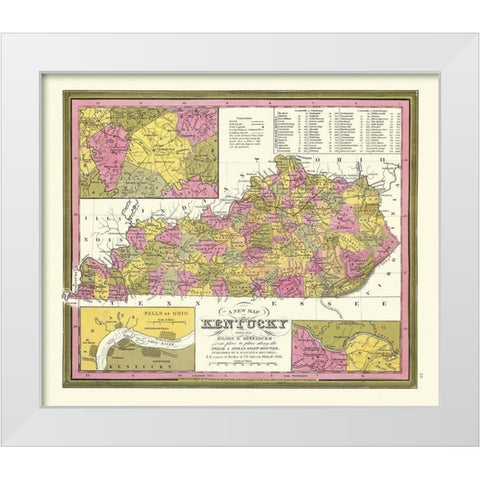 Kentucky - Mitchell 1846 White Modern Wood Framed Art Print by Mitchell