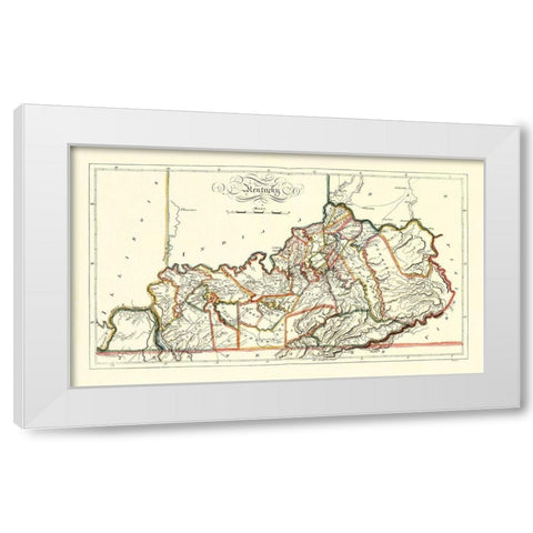 Kentucky - Gridley 1814 White Modern Wood Framed Art Print by Gridley