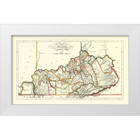 Kentucky - Gridley 1814 White Modern Wood Framed Art Print by Gridley