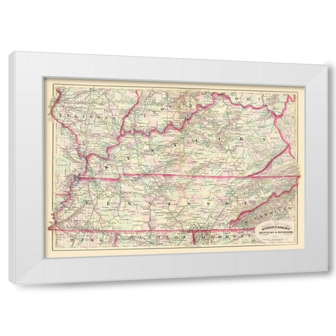 Kentucky, Tennessee - Asher  1874 White Modern Wood Framed Art Print by Asher