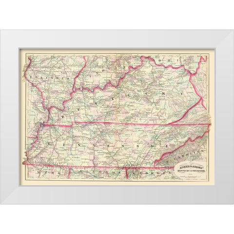 Kentucky, Tennessee - Asher  1874 White Modern Wood Framed Art Print by Asher