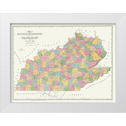 Kentucky, Tennessee - Burr 1839 White Modern Wood Framed Art Print by Burr