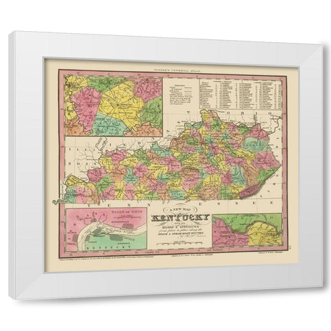 Kentucky, Tennessee Counties - Tanner 1833 White Modern Wood Framed Art Print by Tanner