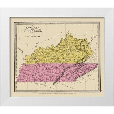 Kentucky, Tennessee - Illman 1834 White Modern Wood Framed Art Print by Illman