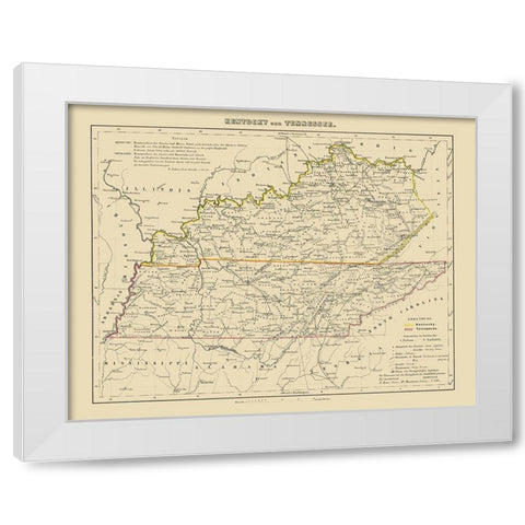 Kentucky, Tennessee - Westermann 1854 White Modern Wood Framed Art Print by Westermann