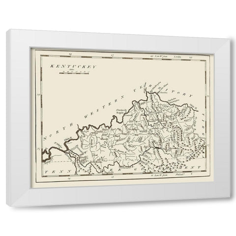 Kentucky - Carey 1796 White Modern Wood Framed Art Print by Carey