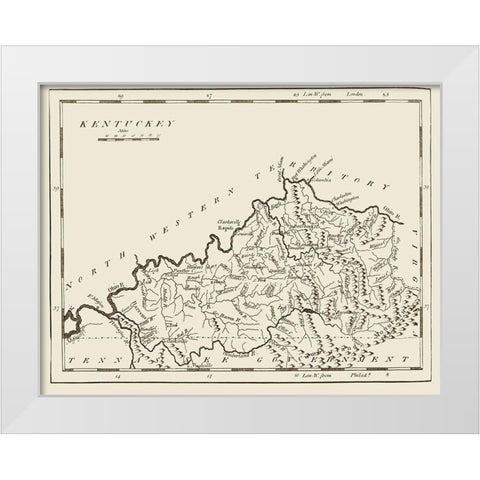 Kentucky - Carey 1796 White Modern Wood Framed Art Print by Carey