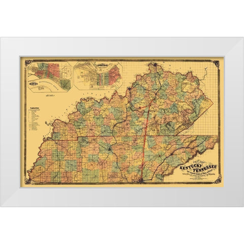 Kentucky, Tennessee - Middleton 1861 White Modern Wood Framed Art Print by Middleton