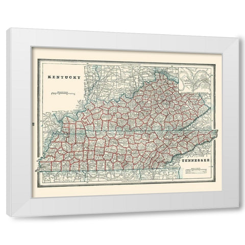 Kentucky, Tennessee - Rathbun 1893 White Modern Wood Framed Art Print by Rathbun