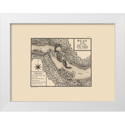 Rapids of Ohio River - Collett 1976 White Modern Wood Framed Art Print by Collett