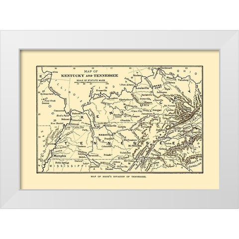 Tennessee Hoods Invasion -Century 1864  White Modern Wood Framed Art Print by Century