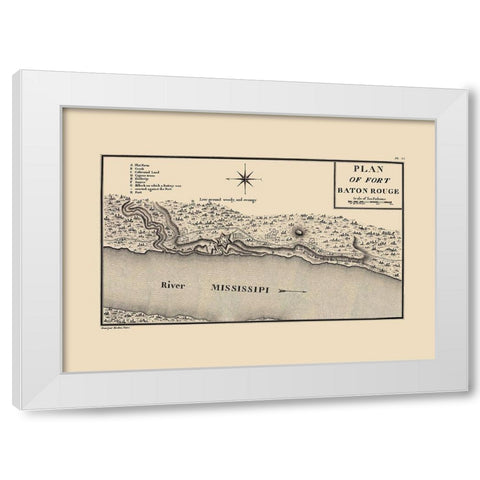 Fort Baton Rouge Louisiana - Collot 1796 White Modern Wood Framed Art Print by Collot