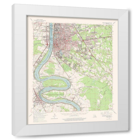 Baton Rouge Louisiana Quad - USGS 1963 White Modern Wood Framed Art Print by USGS