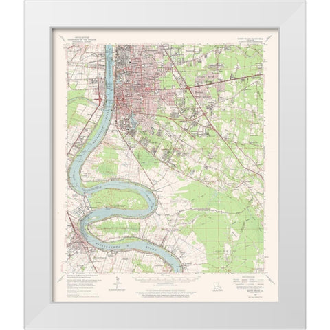 Baton Rouge Louisiana Quad - USGS 1963 White Modern Wood Framed Art Print by USGS