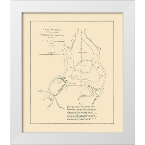 Fort De Russy Louisiana - Bache 1864  White Modern Wood Framed Art Print by Bache