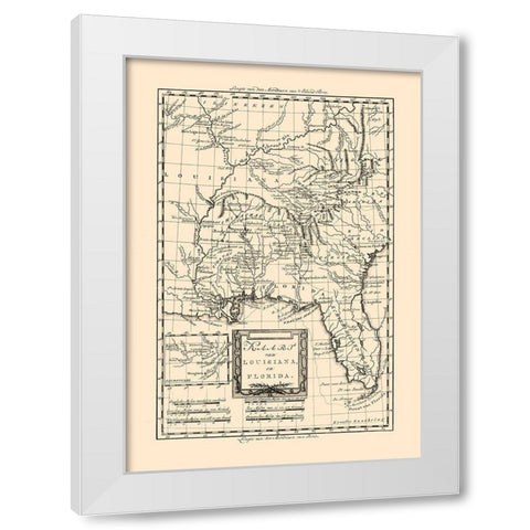 Louisiana Florida -1785 White Modern Wood Framed Art Print by Unknown