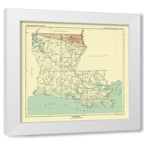 Louisiana - Hoen 1896 White Modern Wood Framed Art Print by Hoen