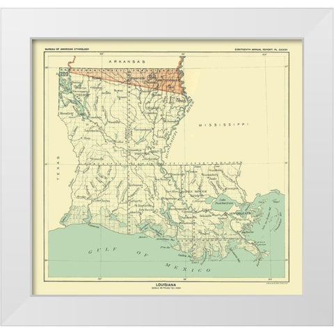 Louisiana - Hoen 1896 White Modern Wood Framed Art Print by Hoen