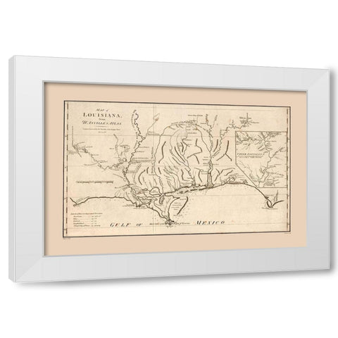 Louisiana - DAnville 1788 White Modern Wood Framed Art Print by D''Anville