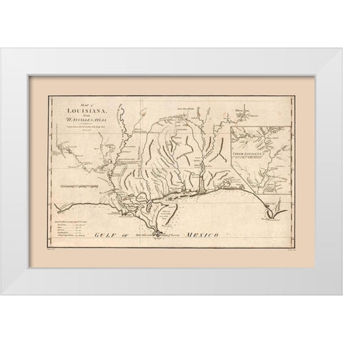 Louisiana - DAnville 1788 White Modern Wood Framed Art Print by D''Anville