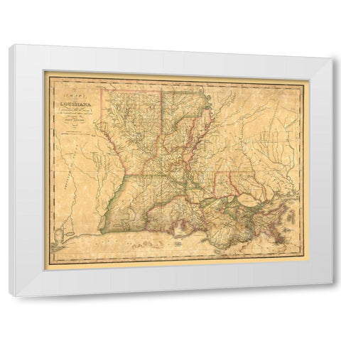 Louisiana - Melish 1820  White Modern Wood Framed Art Print by Melish
