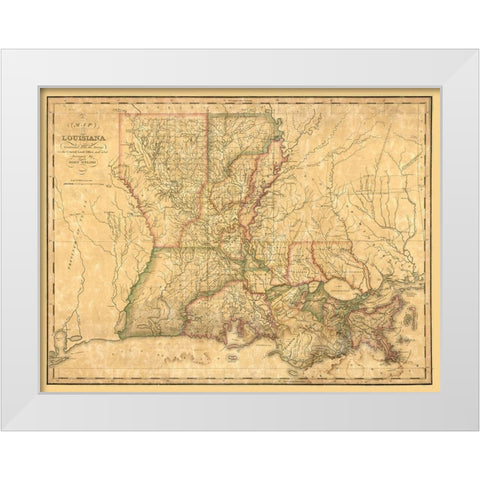 Louisiana - Melish 1820  White Modern Wood Framed Art Print by Melish