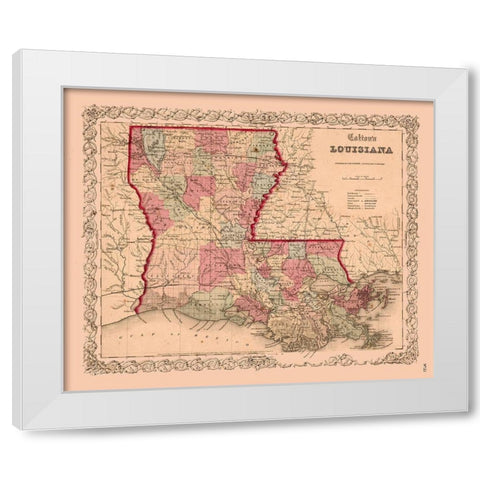 Louisiana - Colton 1855  White Modern Wood Framed Art Print by Colton