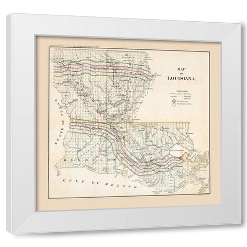 Louisiana - Bowen 1865  White Modern Wood Framed Art Print by Bowen