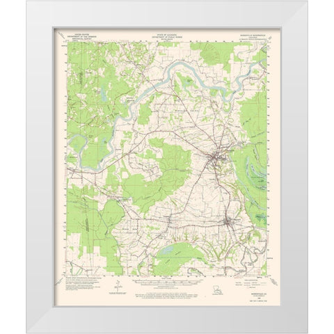 Marksville Louisiana Quad - USGS 1962 White Modern Wood Framed Art Print by USGS