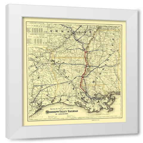 Mississippi Valley Railroad of Louisiana 1882 White Modern Wood Framed Art Print by Colton
