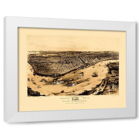 New Orleans Louisiana - Guerber 1851 White Modern Wood Framed Art Print by Guerber