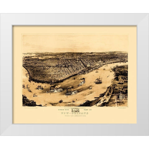 New Orleans Louisiana - Guerber 1851 White Modern Wood Framed Art Print by Guerber