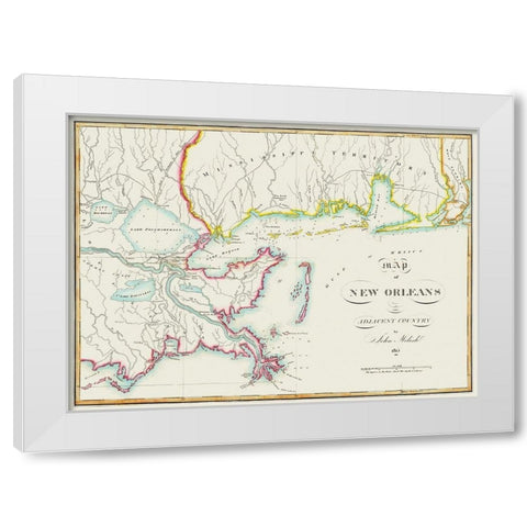 New Orleans Louisiana -Melish 1815 White Modern Wood Framed Art Print by Melish