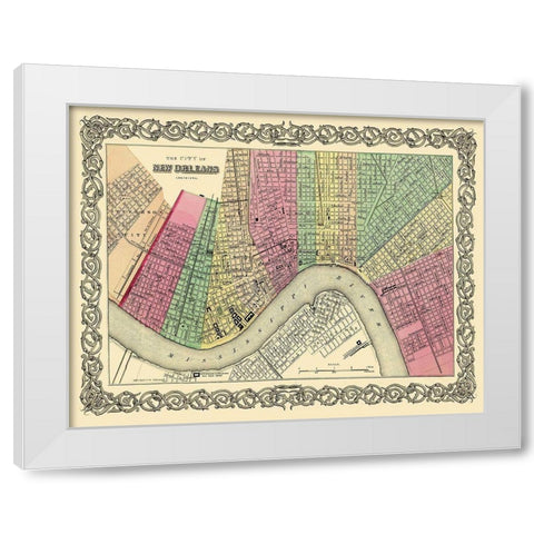 New Orleans Louisiana - Colton 1855 White Modern Wood Framed Art Print by Colton