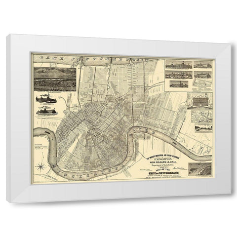 New Orleans Louisiana Expositiion - Burke 1890 White Modern Wood Framed Art Print by Burke