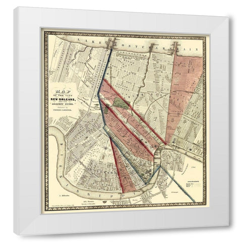 New Orleans Louisiana - Hoen 1861 White Modern Wood Framed Art Print by Hoen