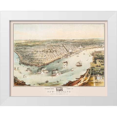 New Orleans Louisiana - Guerber 1851 White Modern Wood Framed Art Print by Guerber