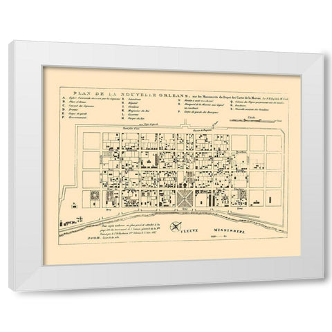 New Orleans Louisiana - Bellin 1744 White Modern Wood Framed Art Print by Bellin