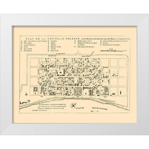 New Orleans Louisiana - Bellin 1744 White Modern Wood Framed Art Print by Bellin