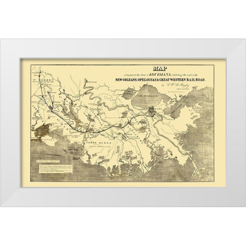 New Orleans, Opelousas and Great Western 1853 White Modern Wood Framed Art Print by Bayley