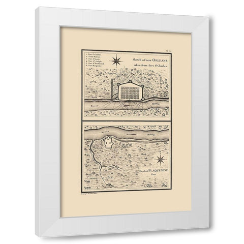 New Orleans Louisiana - Collot 1796 White Modern Wood Framed Art Print by Collot