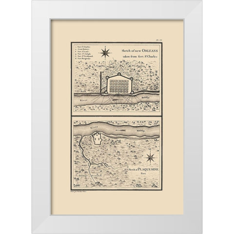 New Orleans Louisiana - Collot 1796 White Modern Wood Framed Art Print by Collot