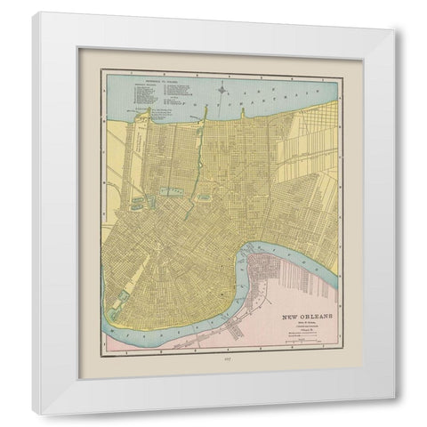New Orleans Louisiana - Cram 1892 White Modern Wood Framed Art Print by Cram