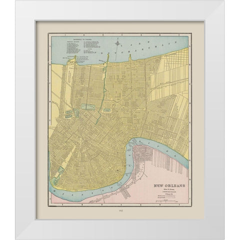 New Orleans Louisiana - Cram 1892 White Modern Wood Framed Art Print by Cram