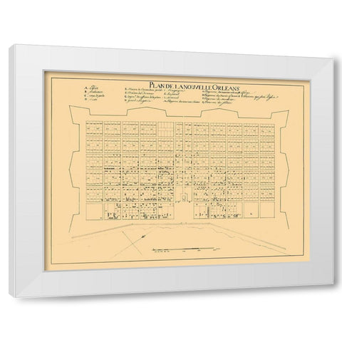 New Orleans Louisiana -1722 White Modern Wood Framed Art Print by Unknown
