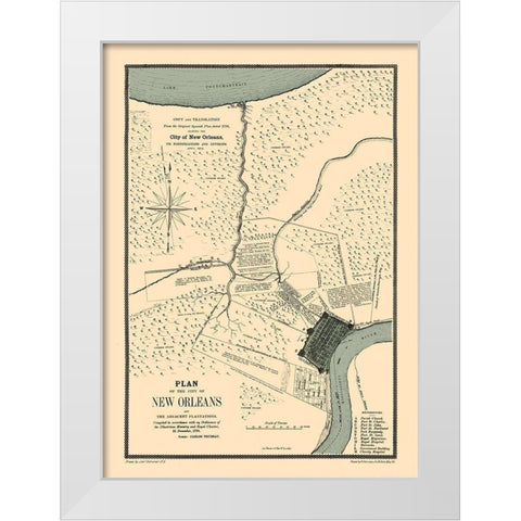 New Orleans Louisiana Fortifications - Trudeau 1798  White Modern Wood Framed Art Print by Trudeau