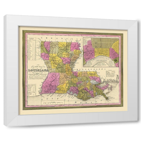 Louisiana - Mitchell 1846 White Modern Wood Framed Art Print by Mitchell
