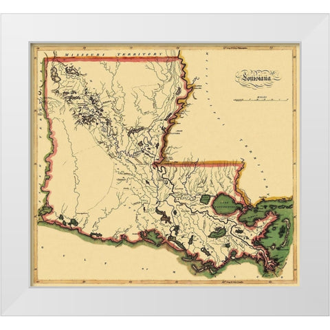 Louisiana - 1814 White Modern Wood Framed Art Print by Carey