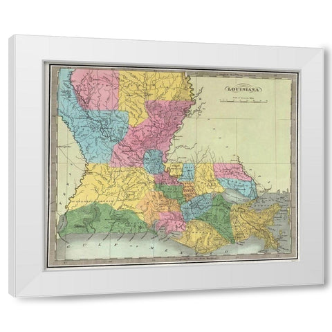 Louisiana - Burr 1835 White Modern Wood Framed Art Print by Burr