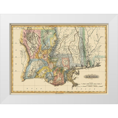 Louisiana - Lucas 1823 White Modern Wood Framed Art Print by Lucas